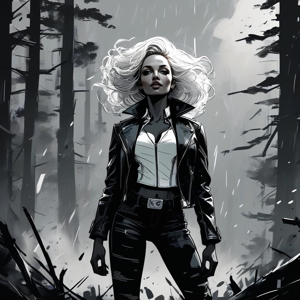 Confident Woman in Dark Forest Confident Woman in Dark Forest