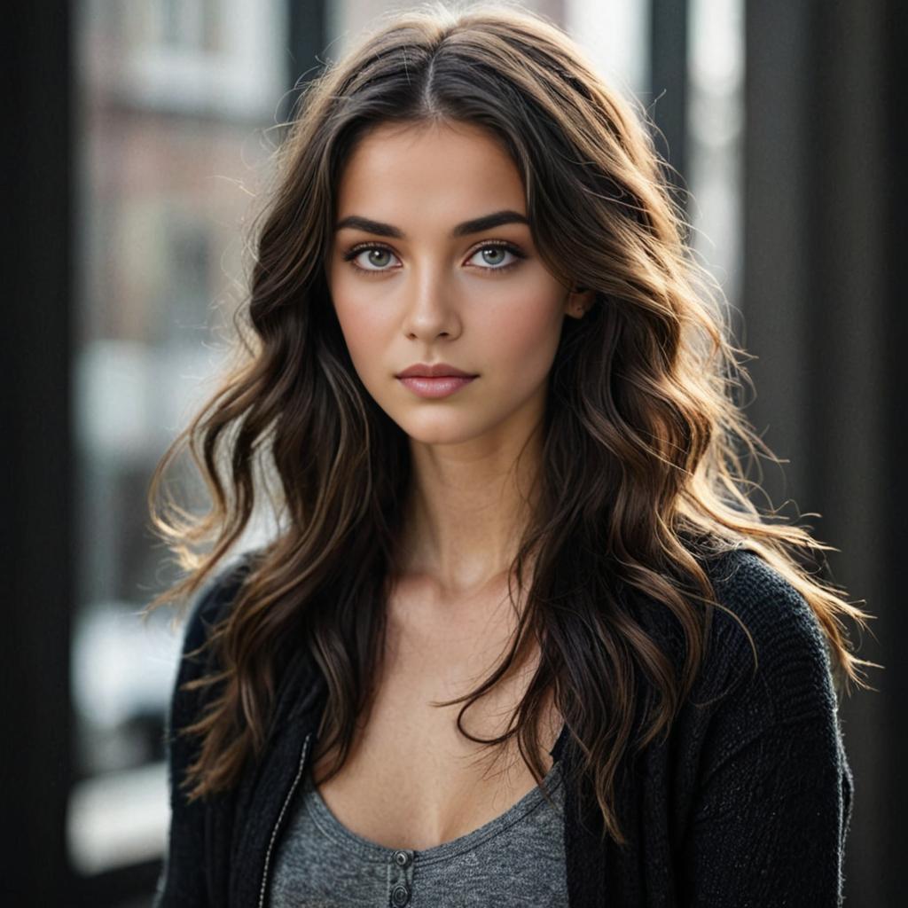 Woman in gray top and black cardigan