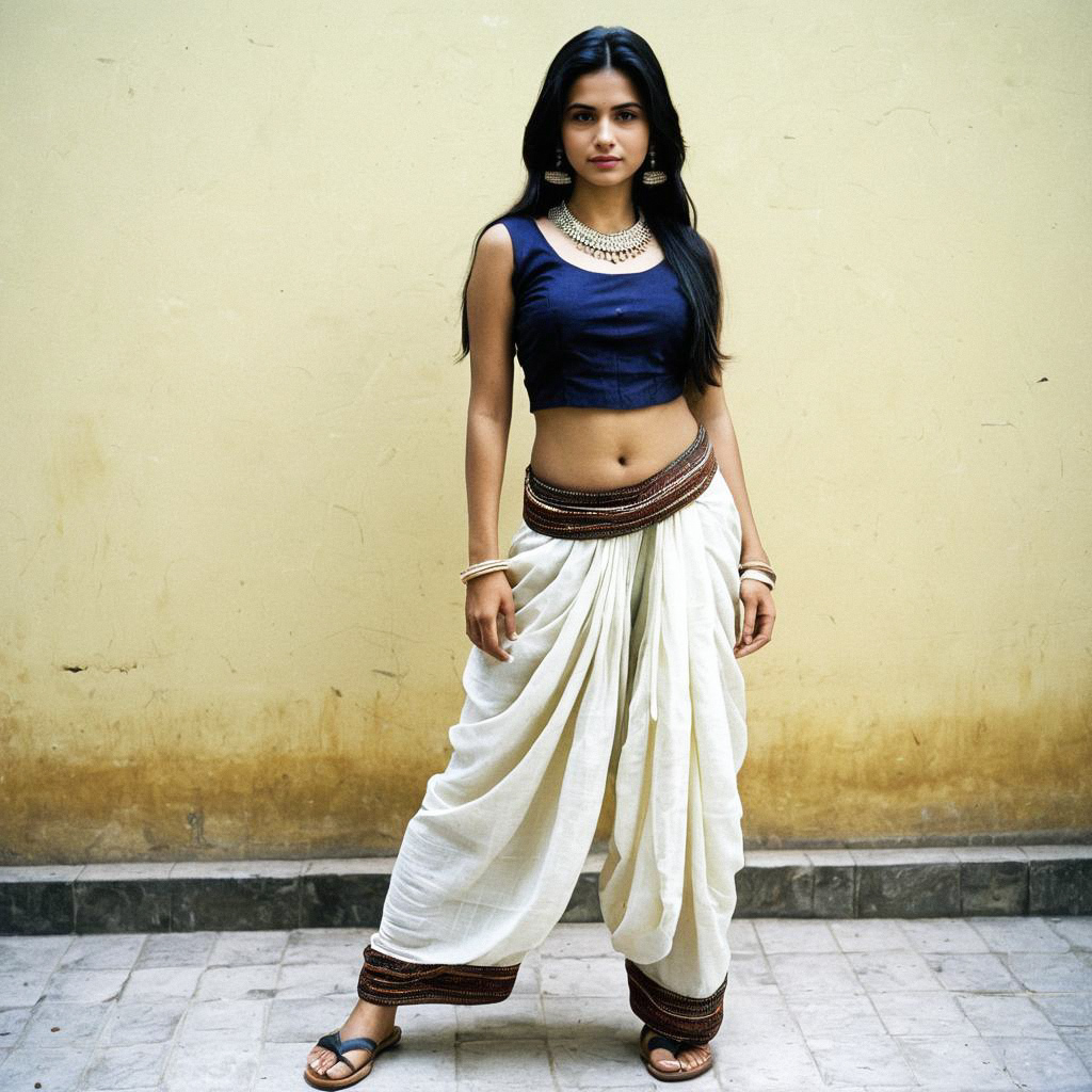 Confident Woman in Traditional Dhoti Pants Confident Woman in Traditional Dhoti Pants