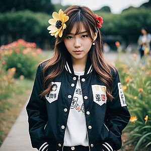 Confident Young Woman in K-pop Inspired Fashion
