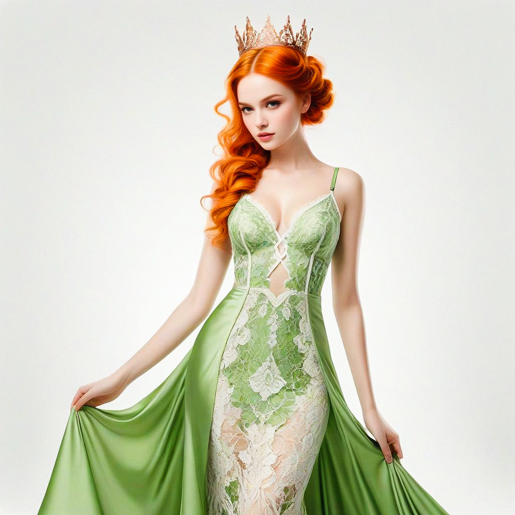 Regal Woman in Green Gown with Crown Regal Woman in Green Gown with Crown