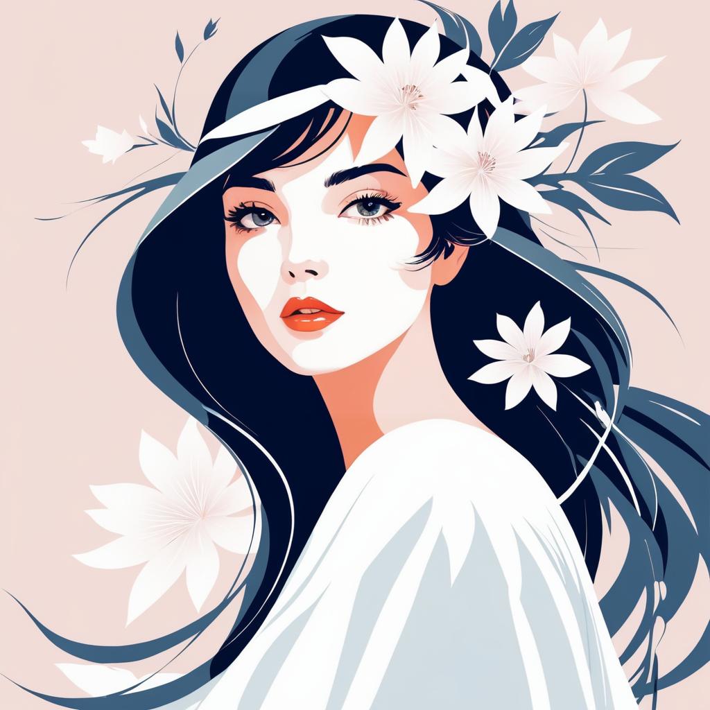 Anime Woman with Floral Hair