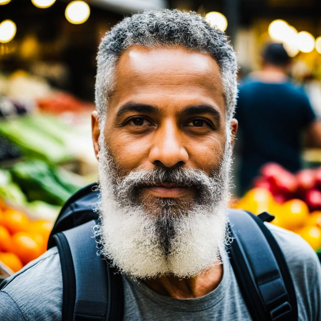 Confident Middle-Aged Man at Market