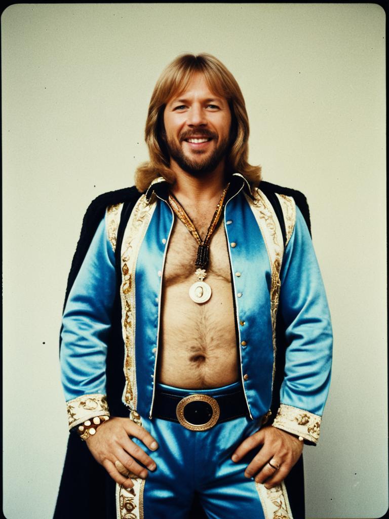 Man in ABBA Outfit Retro 1970s Disco Fashion Portrait