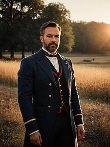 Man in Grant Costume Photorealistic Outdoor Battlefield Portrait