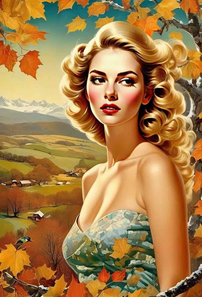 Blonde Woman in Autumn Landscape