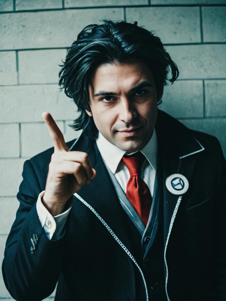 Cinematic Realism Man in Anya Forger Cosplay Playful Editorial Portrait