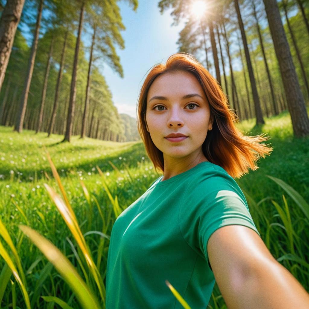 Joyful Woman in Lush Forest