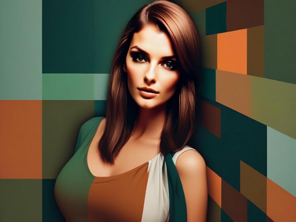 Radiant Woman Portrait with Geometric Background Radiant Woman Portrait with Geometric Background