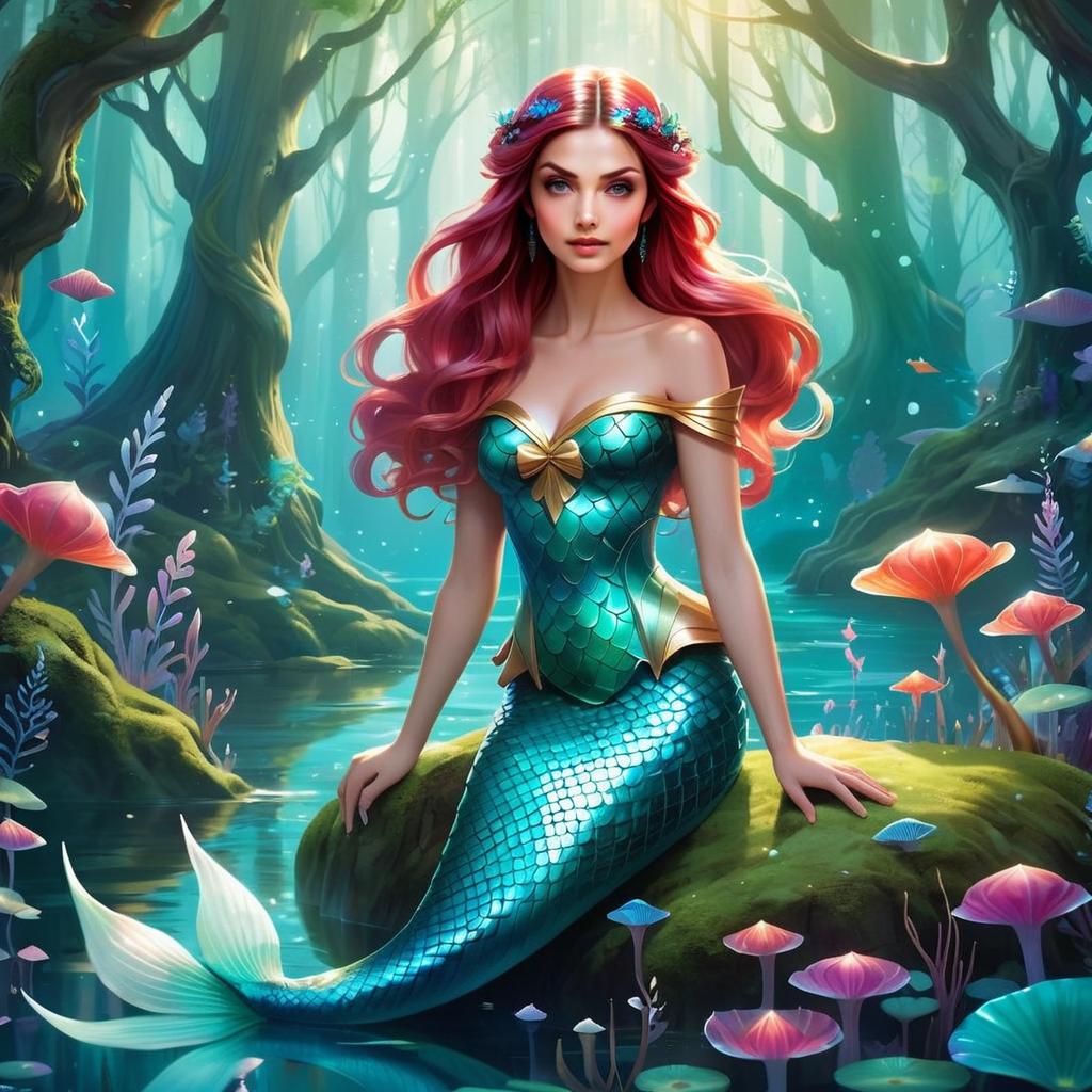 Mermaid in Enchanted Underwater Forest Mermaid in Enchanted Underwater Forest