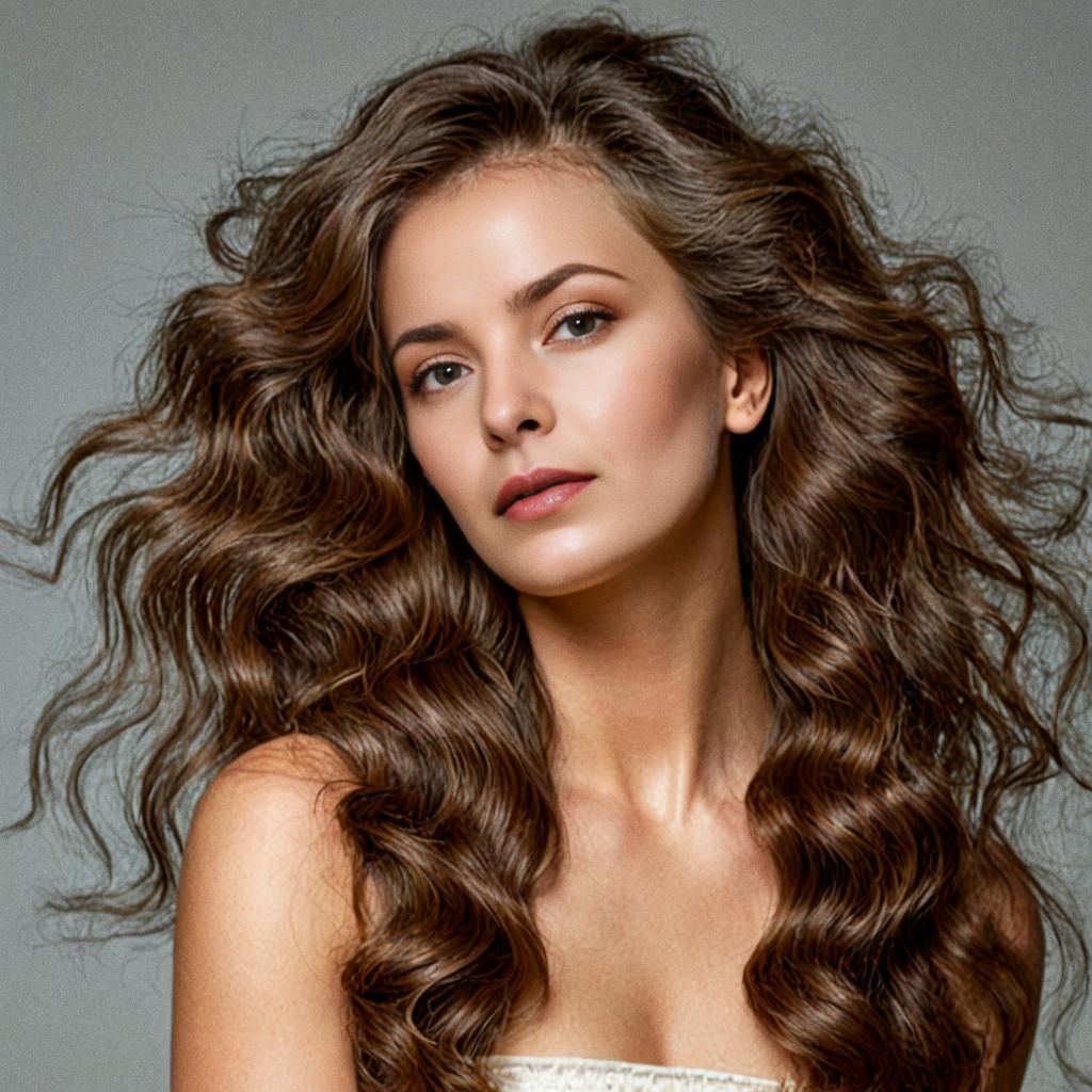 Elegant Woman with Wavy Brown Hair