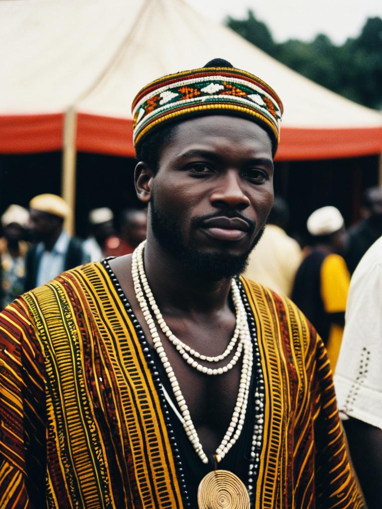Man in Traditional African Outfit at Cultural Event Candid Portrait