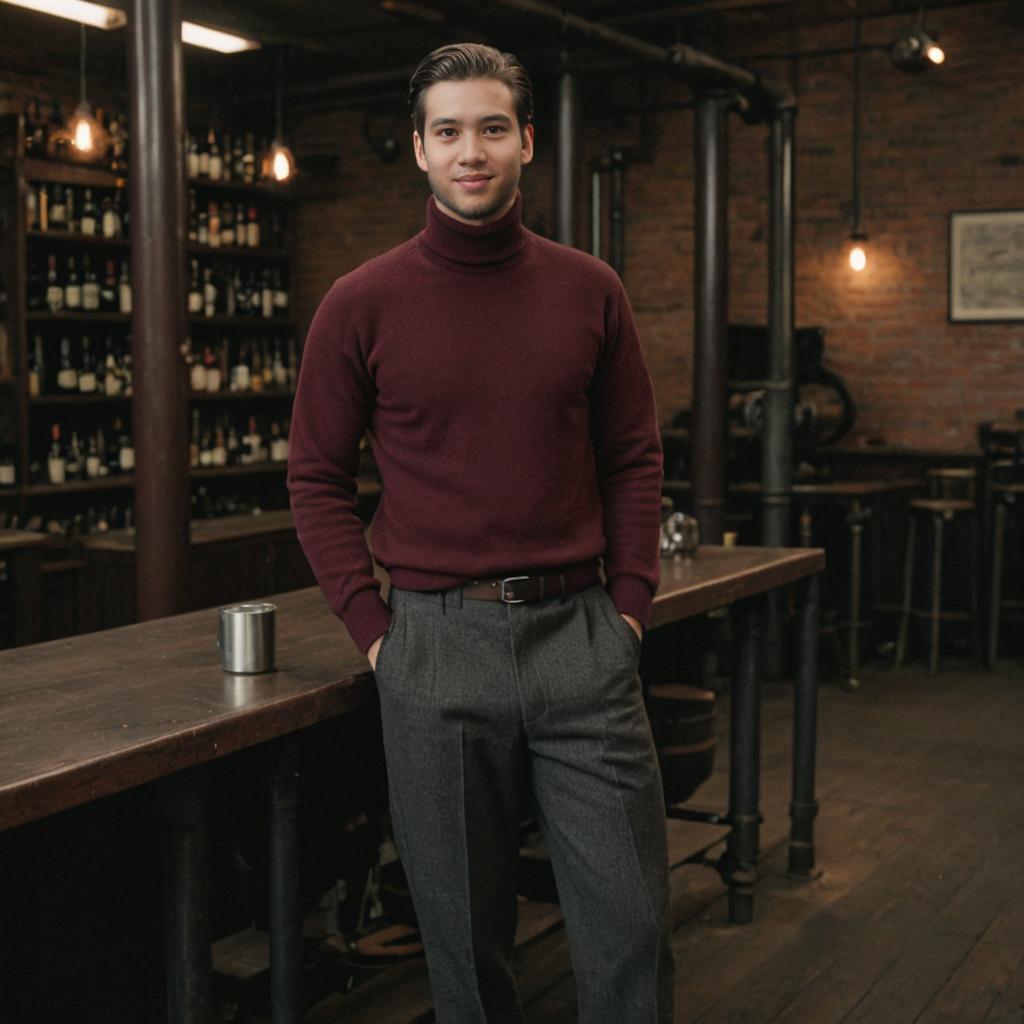 Confident Man in Stylish Bar