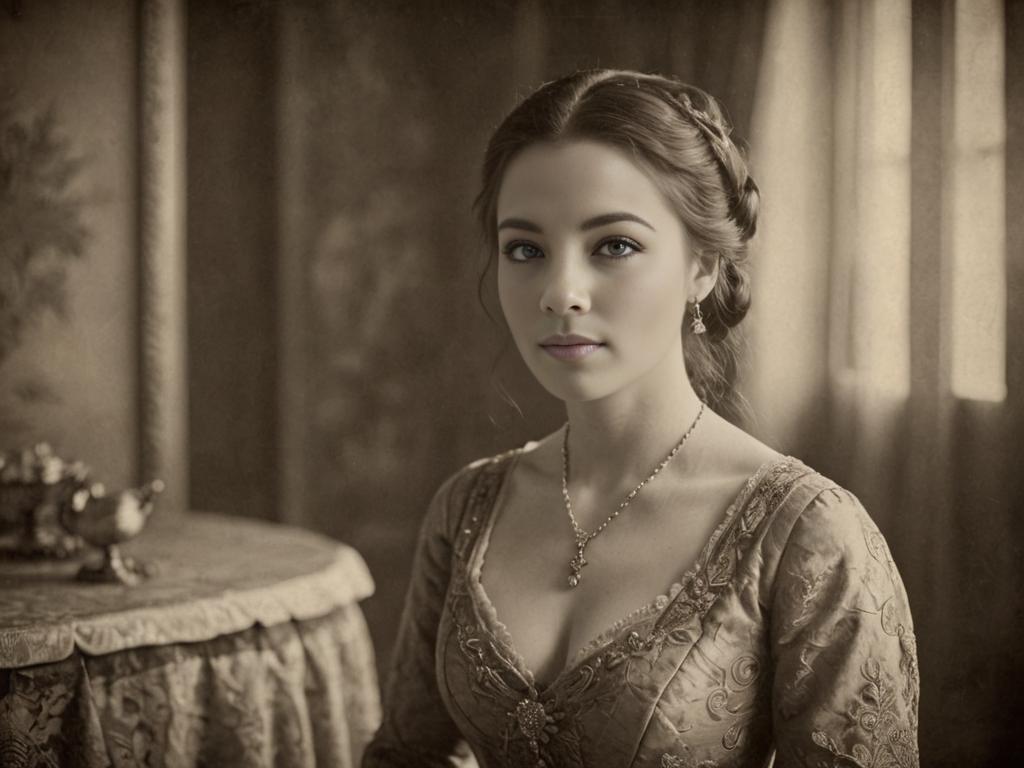 Elegant Woman in Vintage Artistic Style