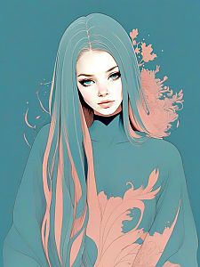 Woman with Flowing Hair in Pastel Shades