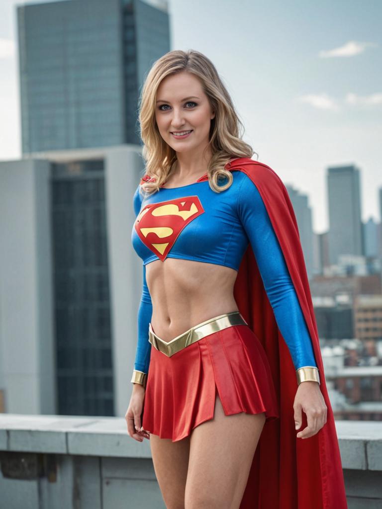 Supergirl Cosplay with Cityscape