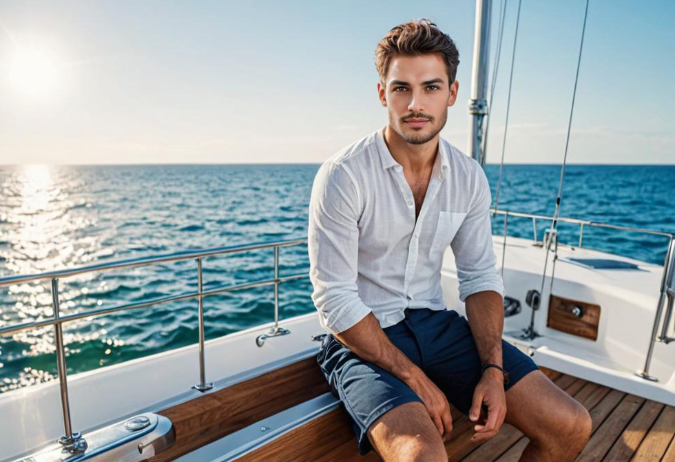 Man on yacht in casual chic attire