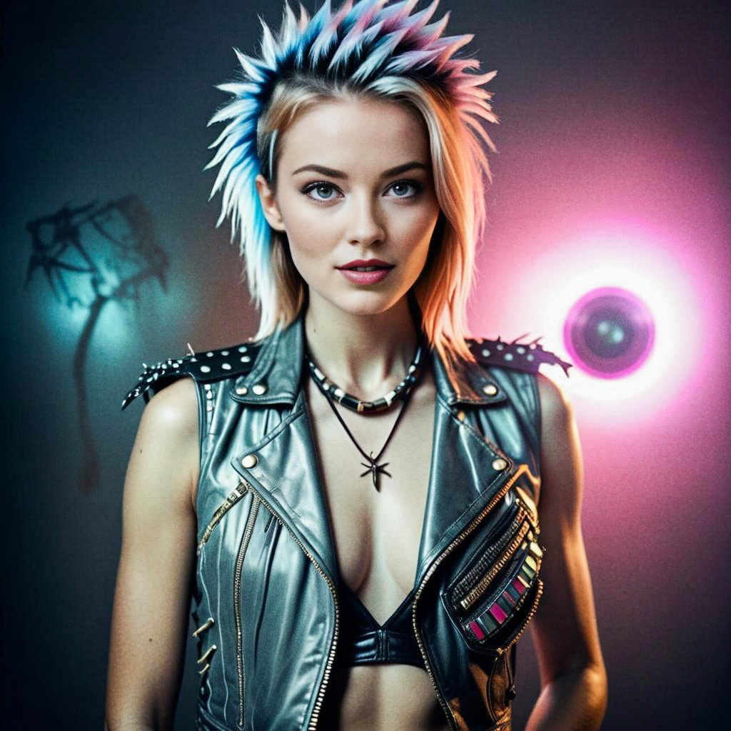 Punk-Inspired Woman with Vibrant Hair