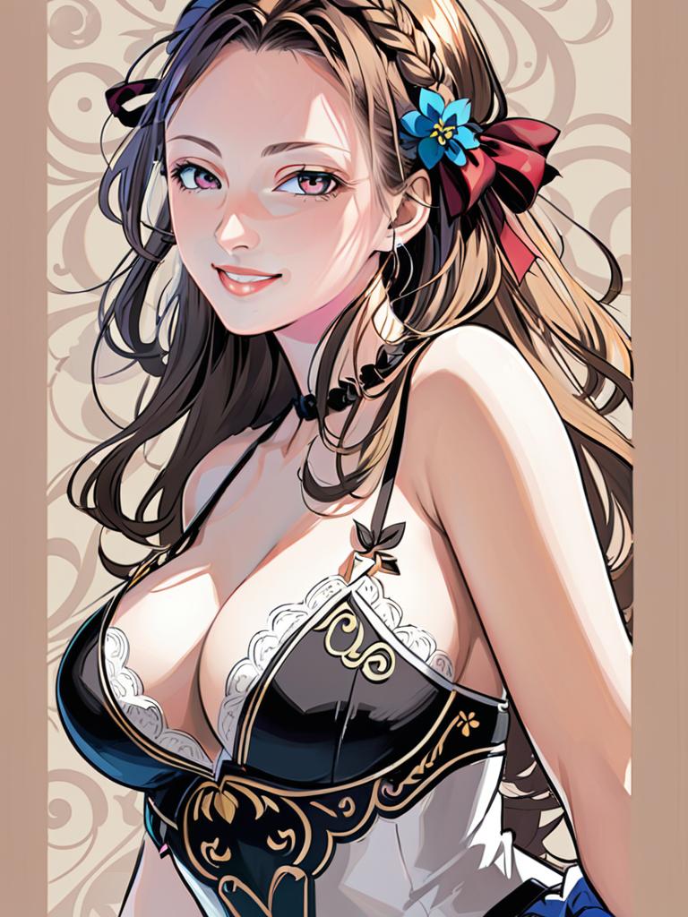 Anime Woman with Flower Accessories