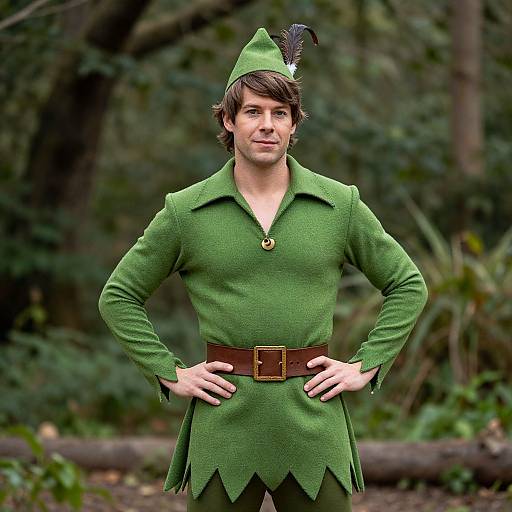 Man in Classic Peter Pan Costume in Forest