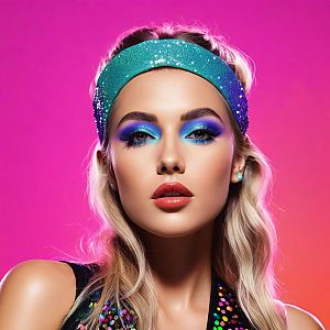 Close-up of Woman with Blue and Purple Makeup
