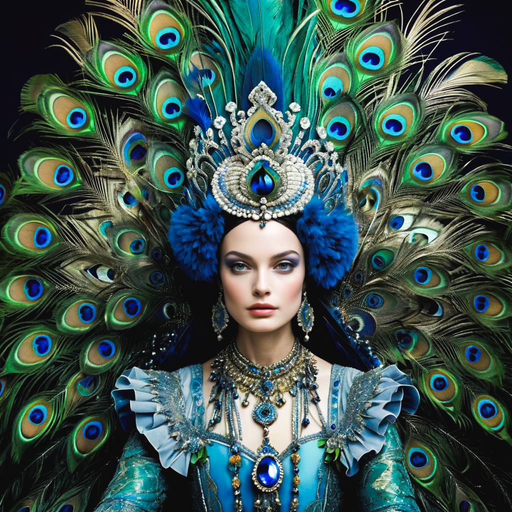 Elegant Peacock-Inspired Woman Portrait