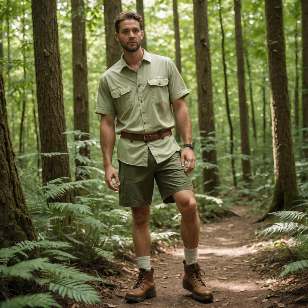 Confident Man in Forest Path