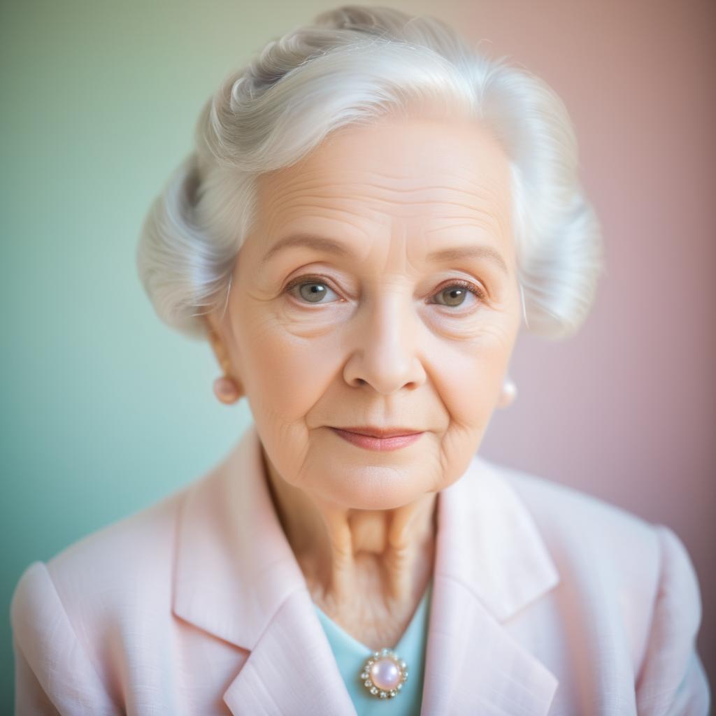 Elderly Woman in Pink Blazer - Elegance & Wisdom