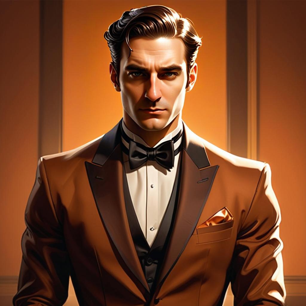 Confident Man in Brown Tuxedo