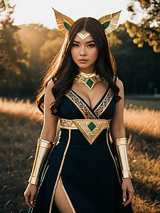 Sexy Cosplay Woman Wearing Mabui Costume Realistic Photo