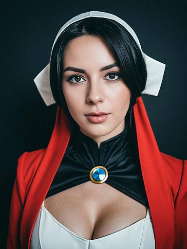 Woman in Red Cloak Professional Cosplay Studio Headshot