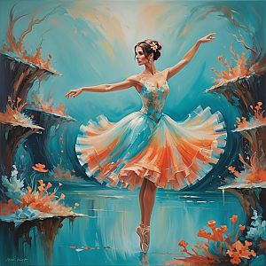 Graceful Ballet Dancer in Vibrant Dress