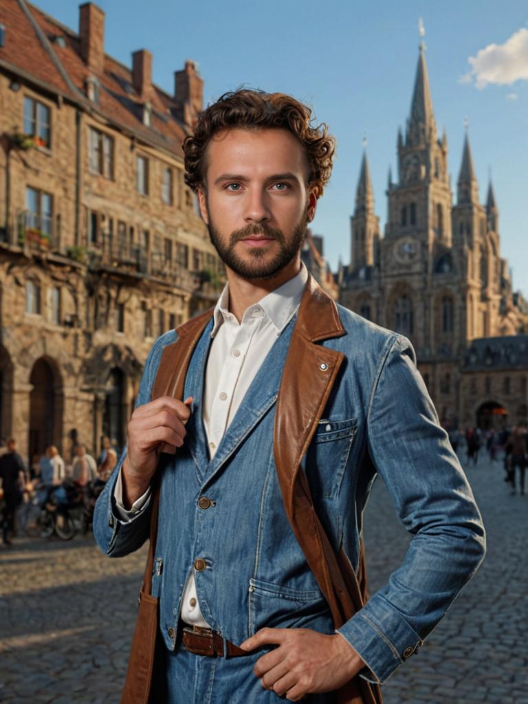 Stylish Man with Cathedral Background