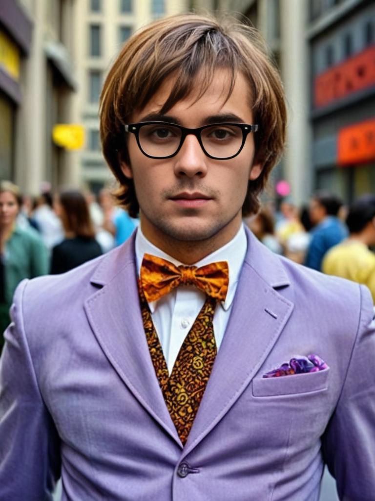 Man in Purple Suit with Retro Vibe