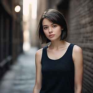 Young Woman in Urban Alleyway