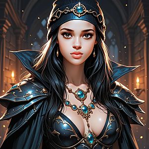 Fantasy Portrait of Woman in Dark Armor