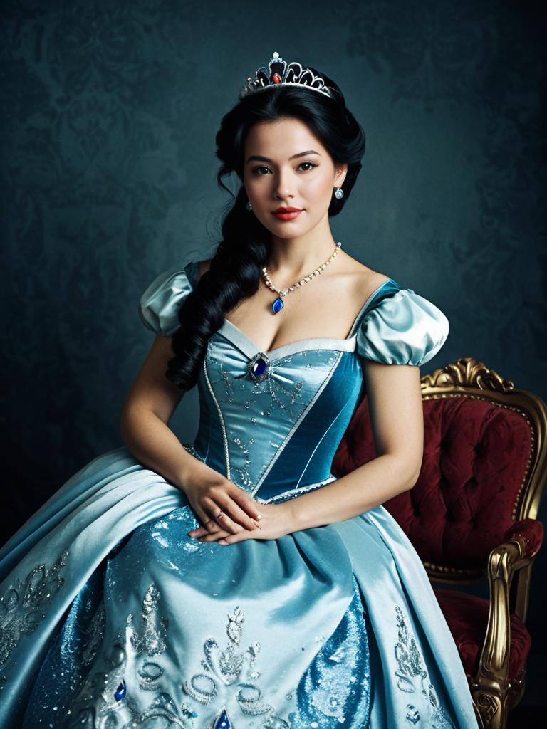 Photorealistic Glamour Portrait of Woman in Disney Princess Dress