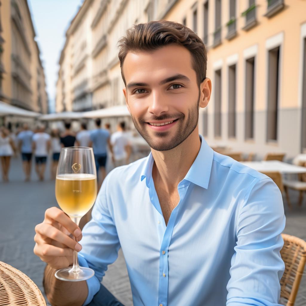 Tall Italian Man Enjoying Drink in Urban Setting