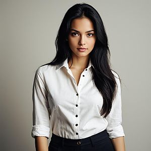 Confident Young Woman in White Shirt Portrait
