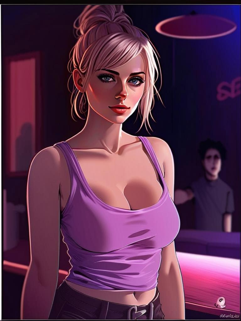 Confident Woman in Moody Lighting Confident Woman in Moody Lighting