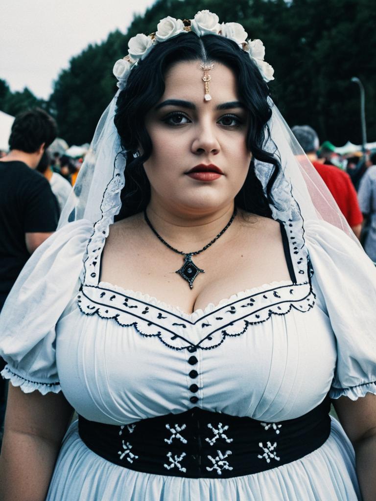 Woman in Llorona Plus Size Costume Cosplay Festival Portrait