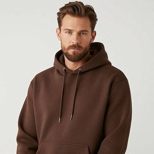 Man Wearing Brown Hoodie Casual Fashion Portrait