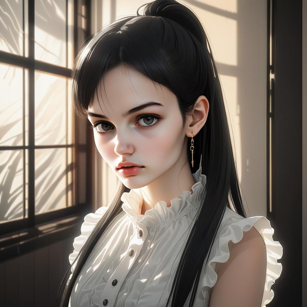 Portrait of a Young Woman in a White Blouse