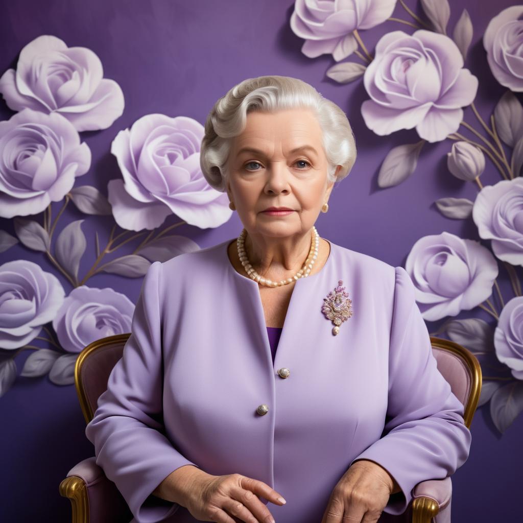 Elegant Portrait of Distinguished Older Woman in Lavender