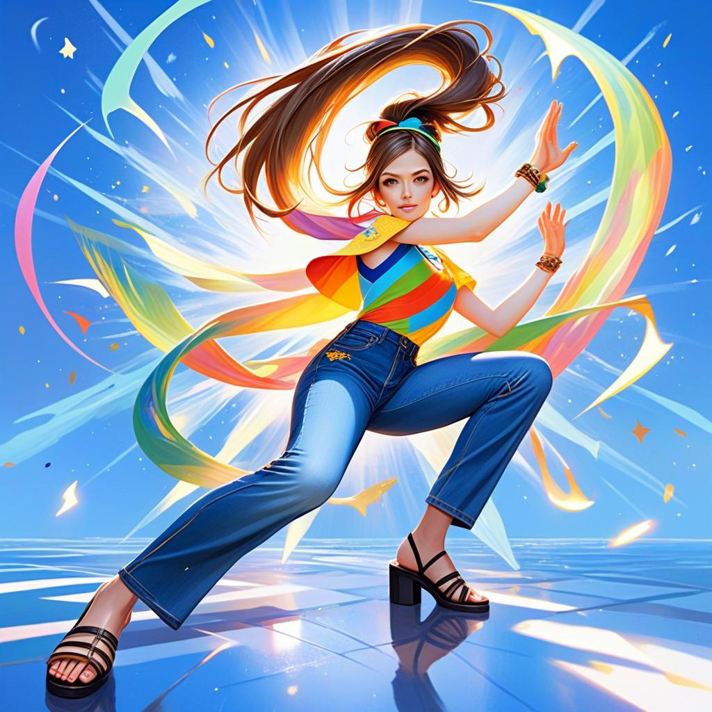 Dynamic Digital Artwork of Woman in Colorful Pose Dynamic Digital Artwork of Woman in Colorful Pose