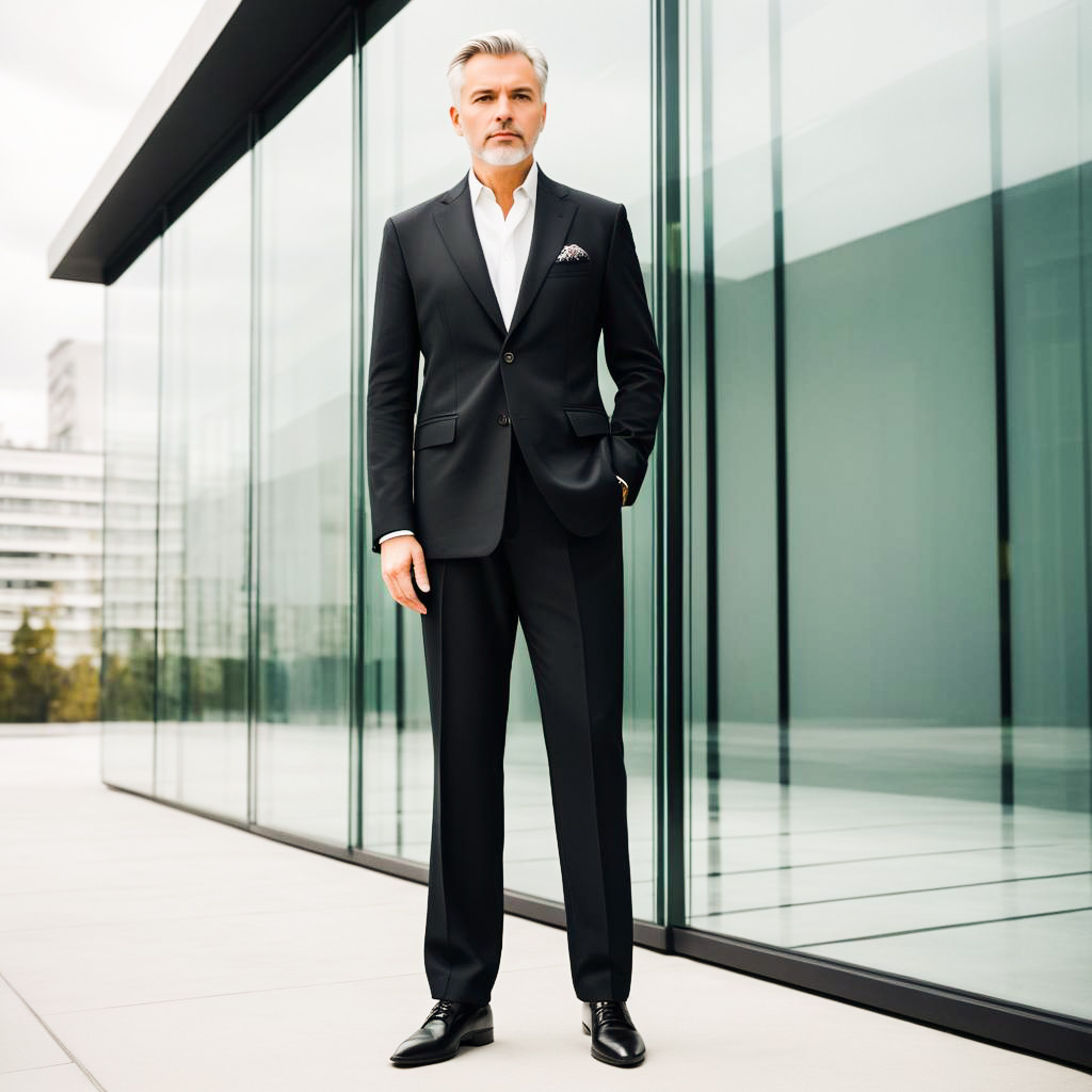 Stylish Man in Black Suit