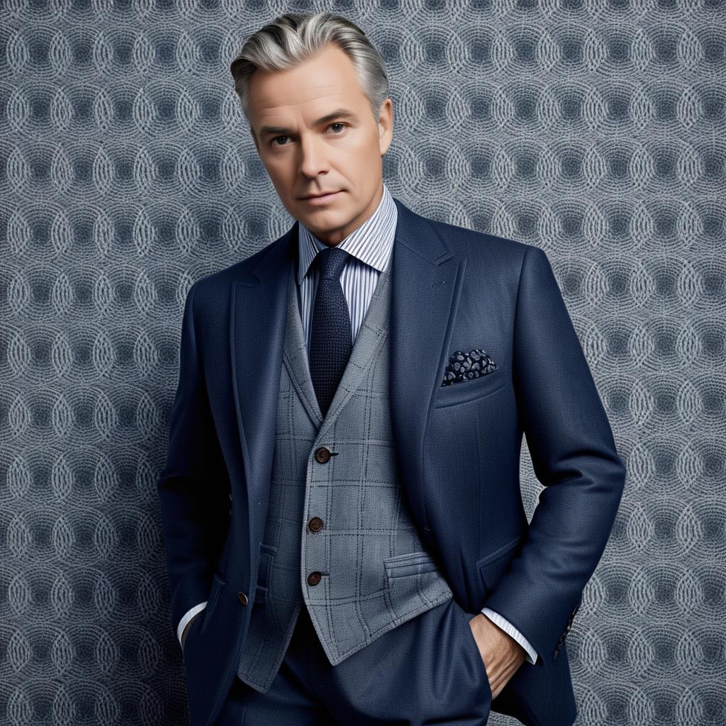 Confident Man in Tailored Navy Suit