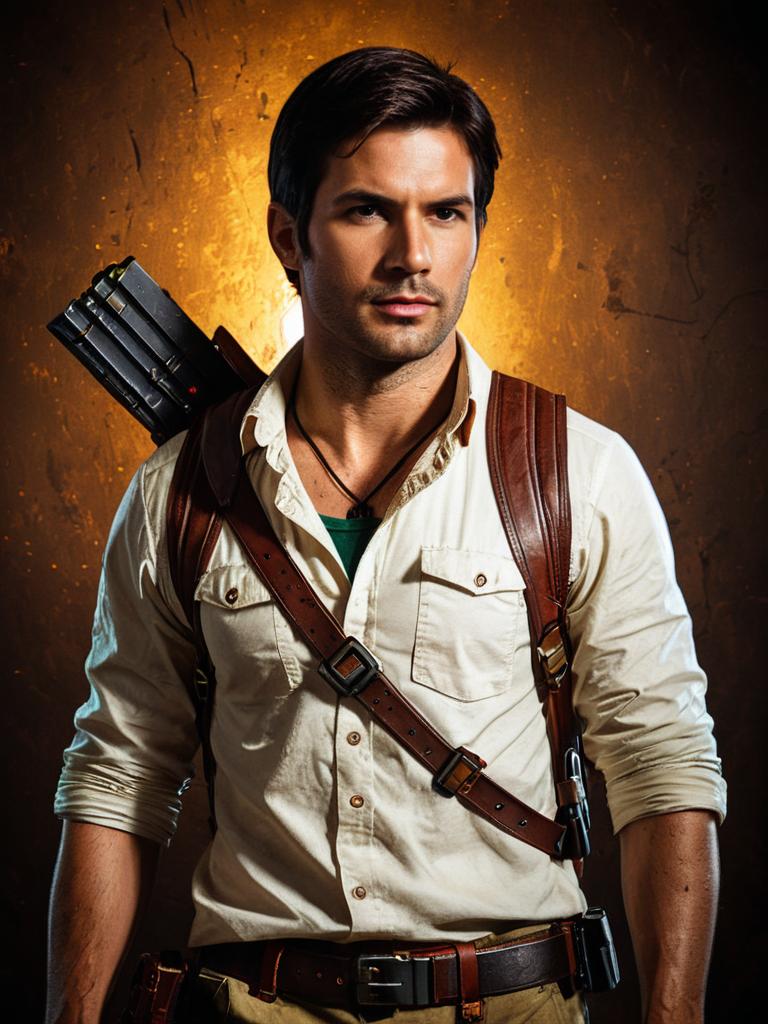 Realistic Nathan Drake Costume Cosplay by Man in Adventure Outfit
