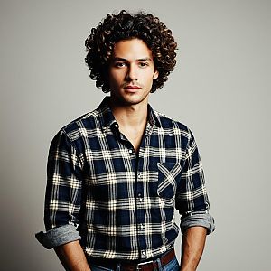 Confident Young Man in Plaid Shirt