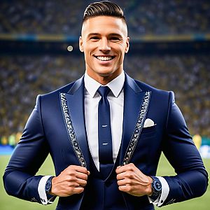 Confident Man in Blue Suit at Event